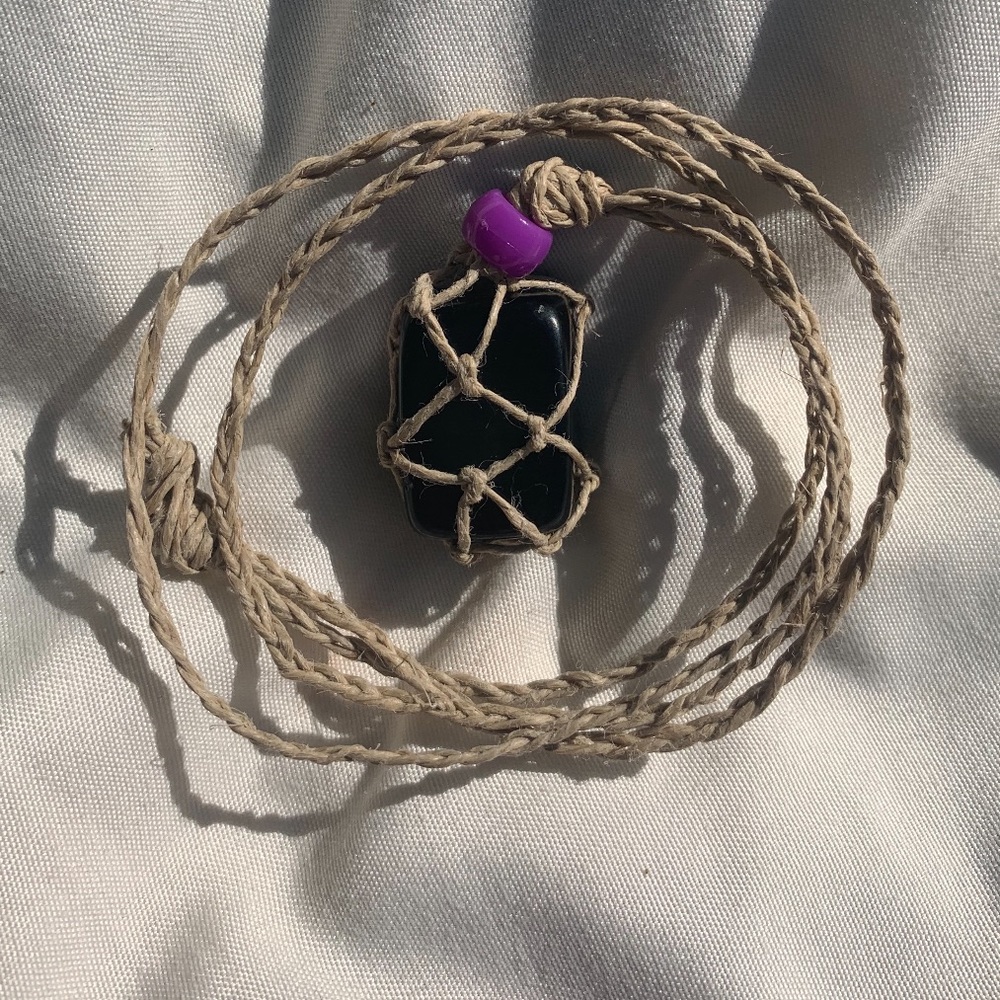 Black obsidian healing chakra necklace🧚🏻